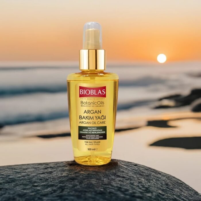 Bioblas Argan Oil applied to hair for shine and hydration